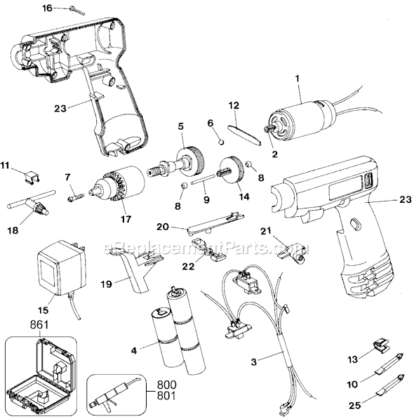 Page A Diagram and Parts List for 9049 Type 1 Black and Decker Cordless Drill
